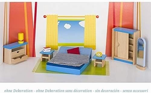 Goki 51906 - Schlafzimmer, 16-teilig, Puppenhausmöbel Single, Single