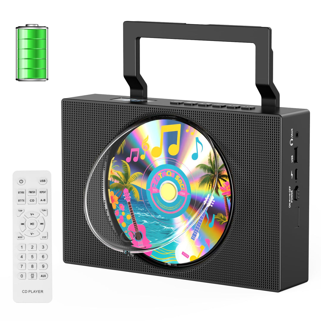 Gueray Radio mit CD Player Tragbar CD-Player Kinder Discman mit Bluetooth Lautsprecher Anzeige Unter