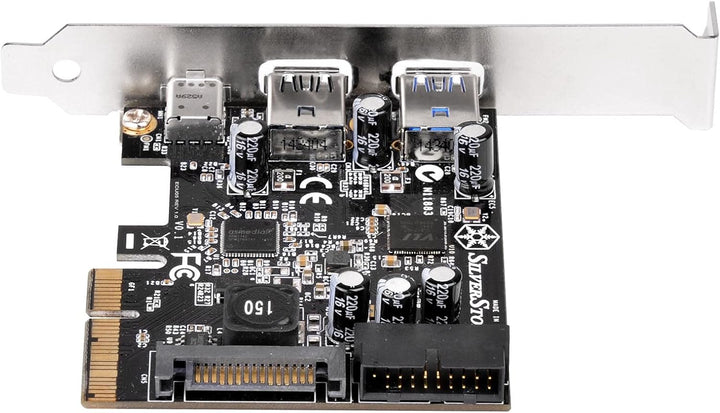SilverStone SST-ECU05 - PCI-E Erweiterungskarte, 1x extern USB 3.1 Typ C, 2x USB 3.0 Typ A, 1x inter