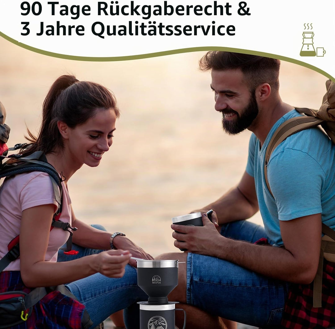 SELFLA Edelstahl-Kaffeefilter, Wiederverwendbarer Tropfer für Isolierbecher, Papierselbsttragend für