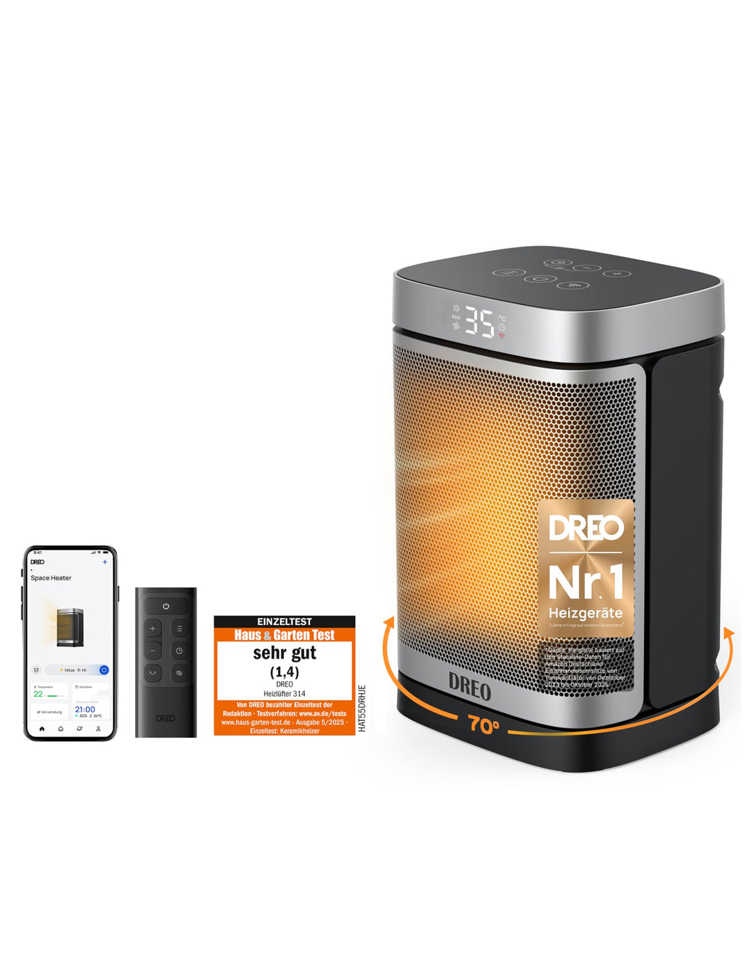 Dreo 1500W Smarte Raumheizungen für den Innenbereich tragbare Heizung, WiFi Alexa & Google Assistant