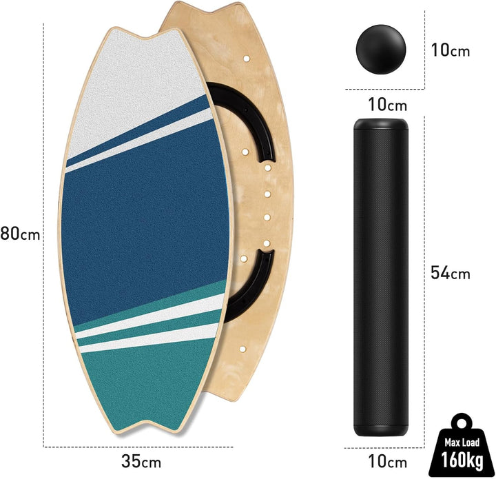 Leogreen Balance Board aus Holz in Surfboard, 7-in-1 Surfin Balanceboards Erwachsene Gleichgewichtst