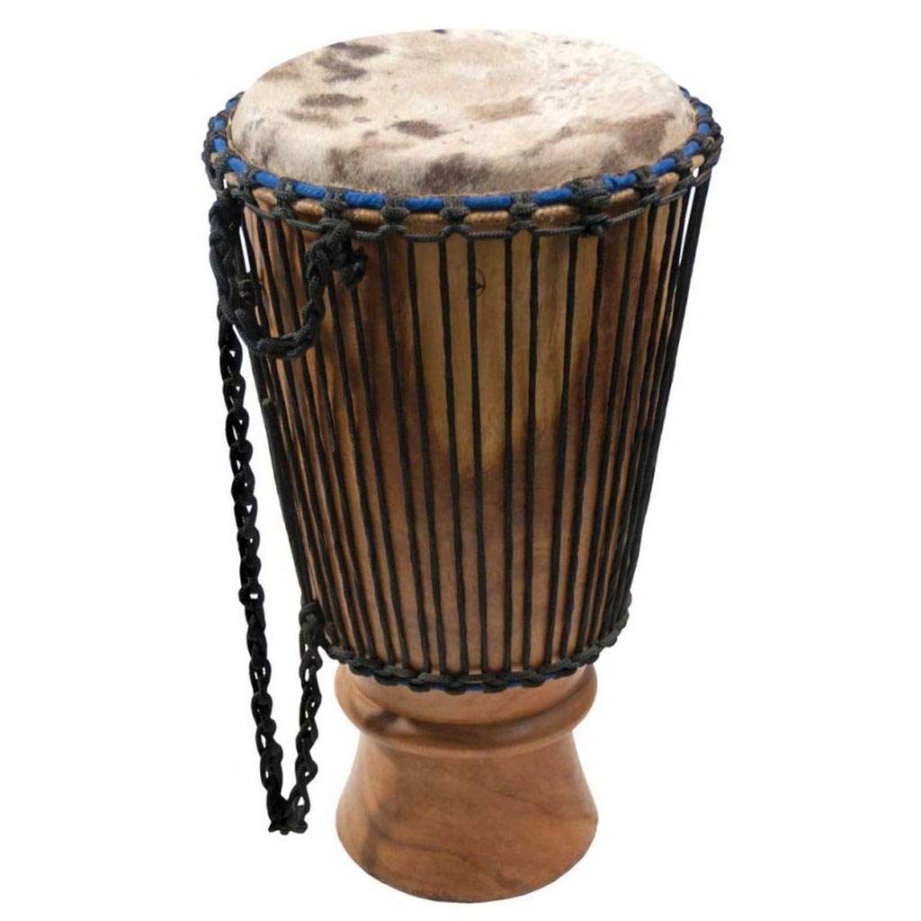Bougarabou 55cm mit Kuhfell bespannt - im MYSEVENDO Set - Trommelbaumholz aus Afrika, bassiger Sound