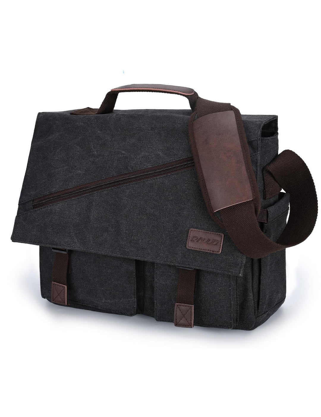 RAVUO Umhängetasche für Herren, wasserabweisend, Canvas, 35,6 cm (14 15,6 17 Zoll) Laptop-Aktentasch