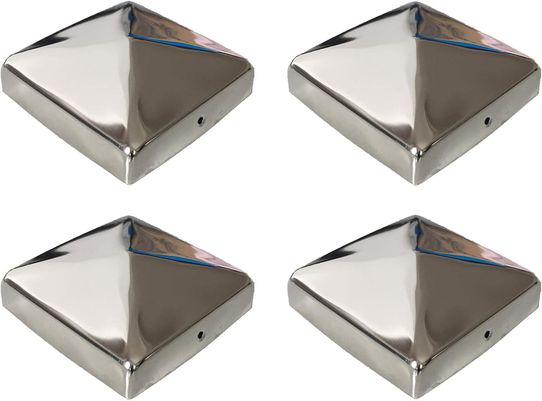 Pfostenkappe Edelstahl quadratisch - pyramidenförmig 4 Stück (91x91mm), 91x91mm