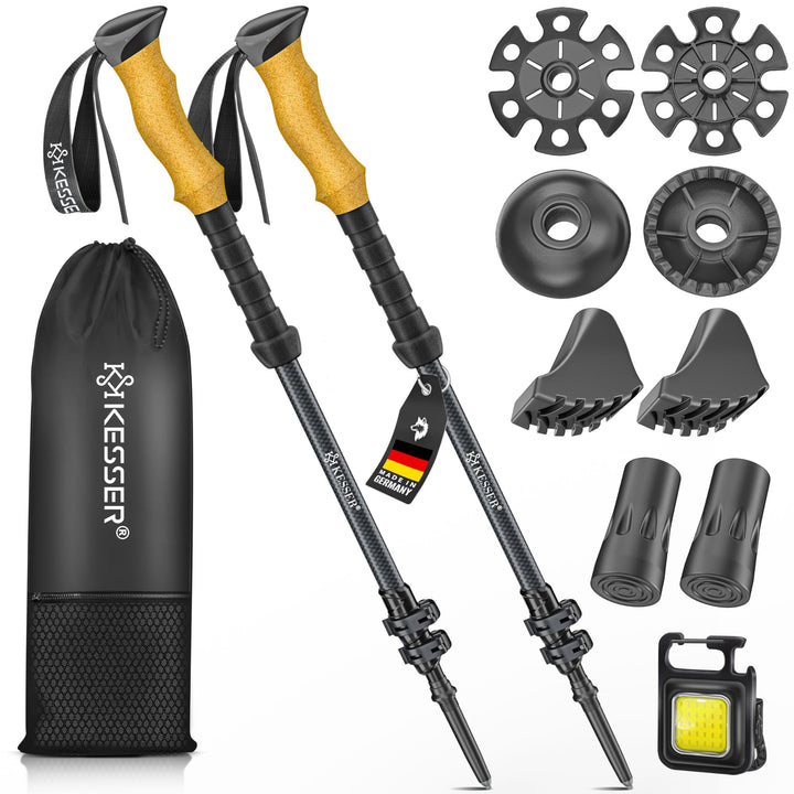 KESSER® Wanderstöcke Aluminium oder Carbon mit Korkgriff | Nordic Walking Stöcke für Damen & Herren