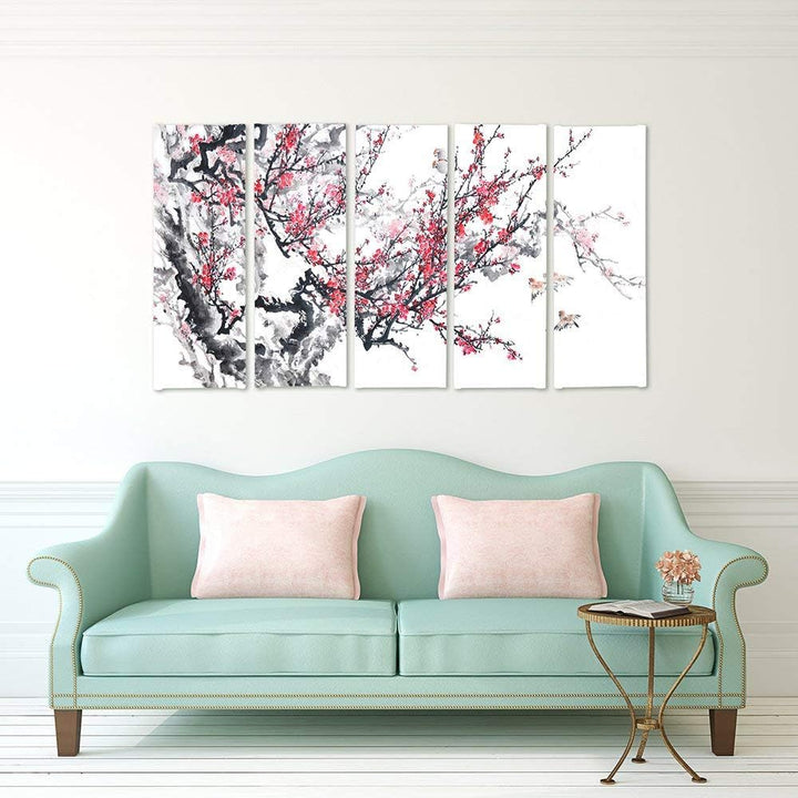 Feeby. Leinwandbild - 5 Teile - Bilder, Wand Bild, Wandbilder, Kunstdruck XXL, 5-Teilig, (JAPANISCHE