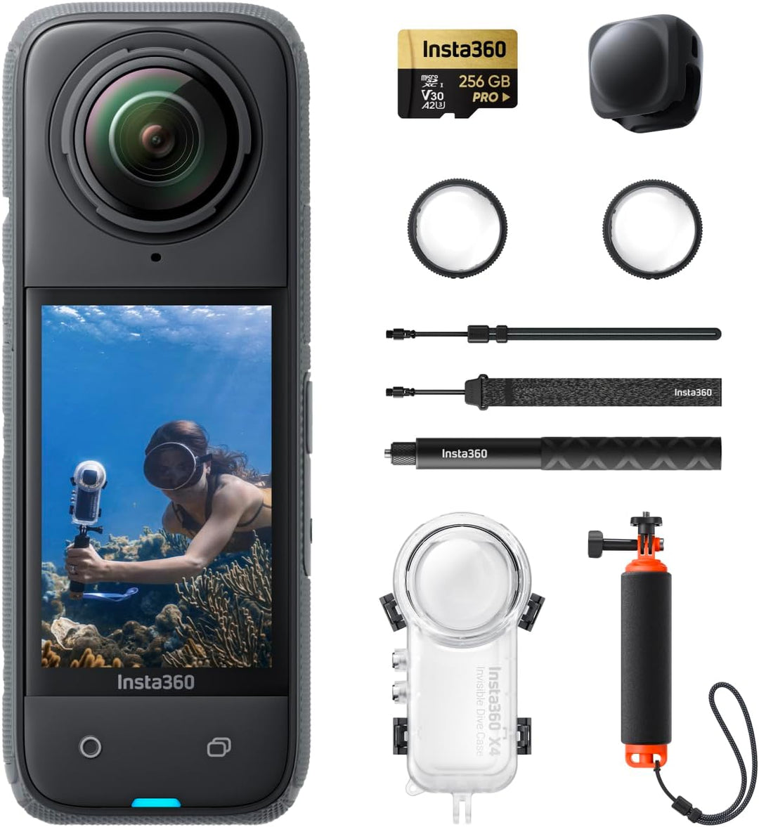 Insta360 X4 Unsichtbares Tauch-Bundle – wasserdichte 8K 360°-Action-Cam, 4K Weitwinkelvideos, Unsich