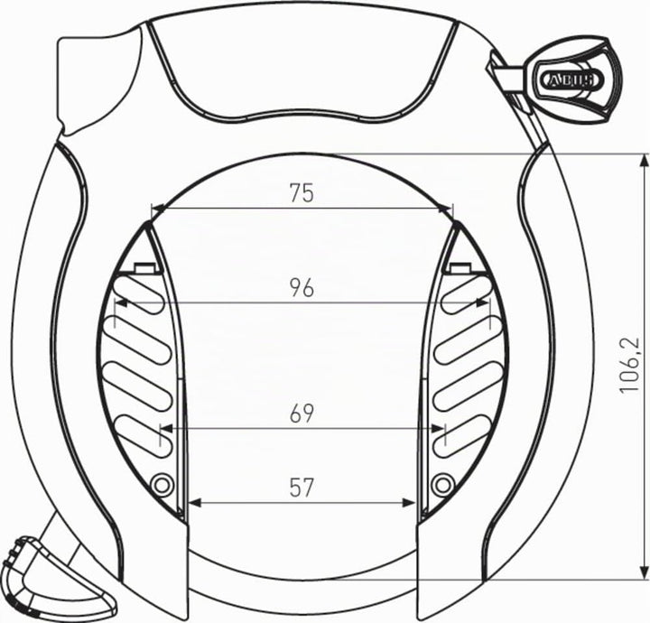 ABUS Rahmenschloss Pro Shield XPlus 5955 + Einsteckkette 6KS + Schlosstasche - Fahrradschloss mit XP