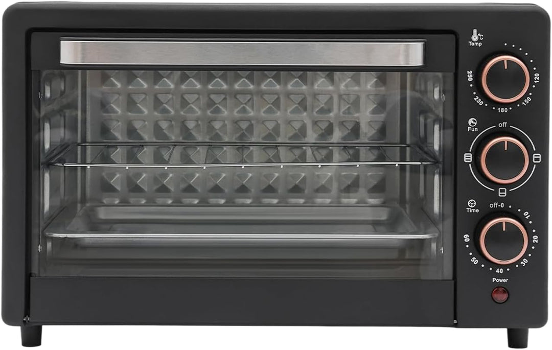 Mini Backofen Schwarz/Weiss 22 Liter Pizzaofen mit 60 min Timer 1000W Elektrobackofen 120°C-250°C Ei