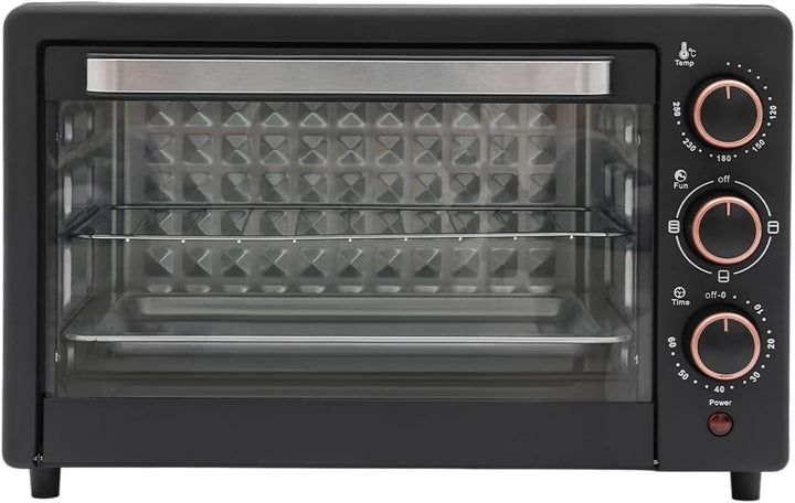 Mini Backofen Schwarz/Weiss 22 Liter Pizzaofen mit 60 min Timer 1000W Elektrobackofen 120°C-250°C Ei