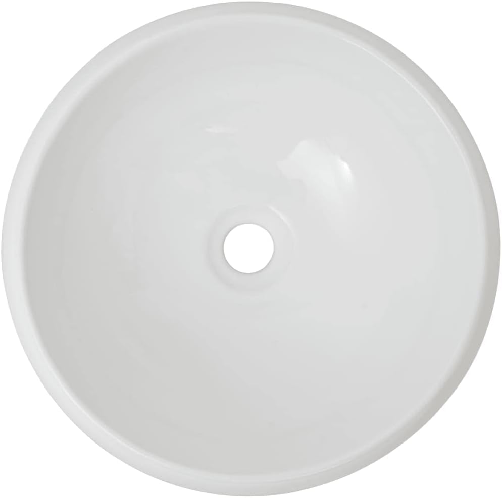 WIFESE Bad-Waschbecken mit Mischbatterie Keramik Rund Weiss 40x16 CM Aufsatzwaschbecken Eckig Badezi
