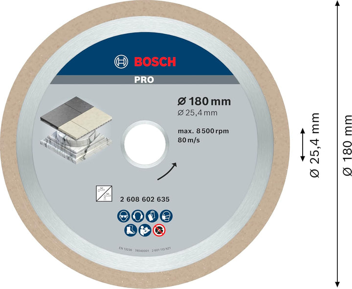 Bosch Accessories Bosch Professional Diamanttrennscheibe Best für Ceramic, 180 x 25,40 x 2,2 x 10 mm