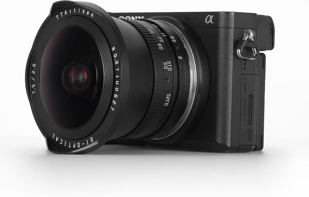 TTARTISAN 7.5mm F2.0 APS-C Fisheye Objektiv Manueller Fokus für Sony E Mount (Ohne ND-Filter)