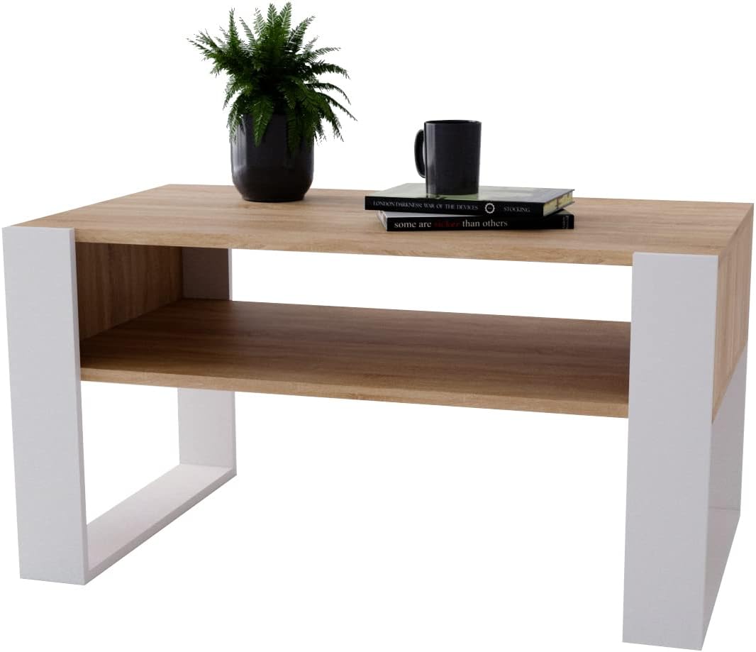 MRBLS Couchtisch – modernes rustikales Design – Wohnzimmer-Tisch Beistelltisch Kaffeetisch Sofatisch