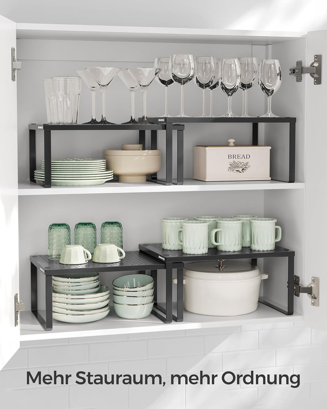SONGMICS Gewürzregal, 4er Set, Küchenregal, Küchen-Organizer, Küche, Gewürzhalter, erweiterbar, stap
