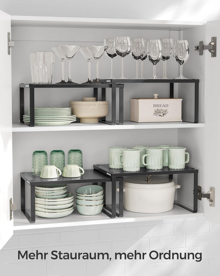 SONGMICS Gewürzregal, 4er Set, Küchenregal, Küchen-Organizer, Küche, Gewürzhalter, erweiterbar, stap