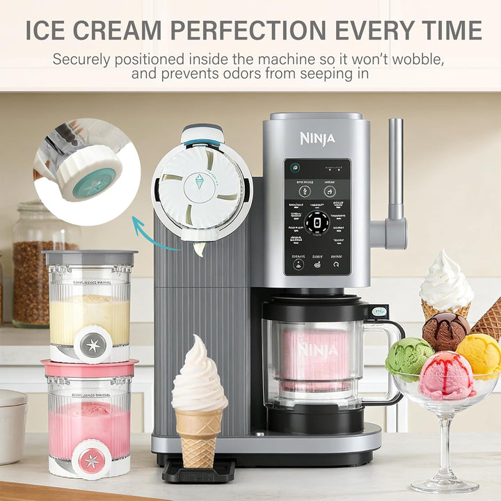 4 Stück Behälter für Ninja Swirl by CREAMi – Kompatibel mit Ninja NC700 NC701EU – 480ml Eiscreme Pin