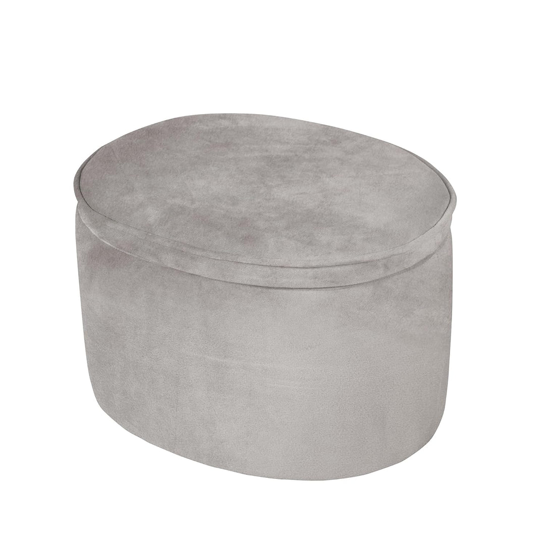 roba Kinderhocker Lil Sofa mit Stauraum - Ovaler Hocker in grauem Samtstoff - Polstermöbel Pouf für