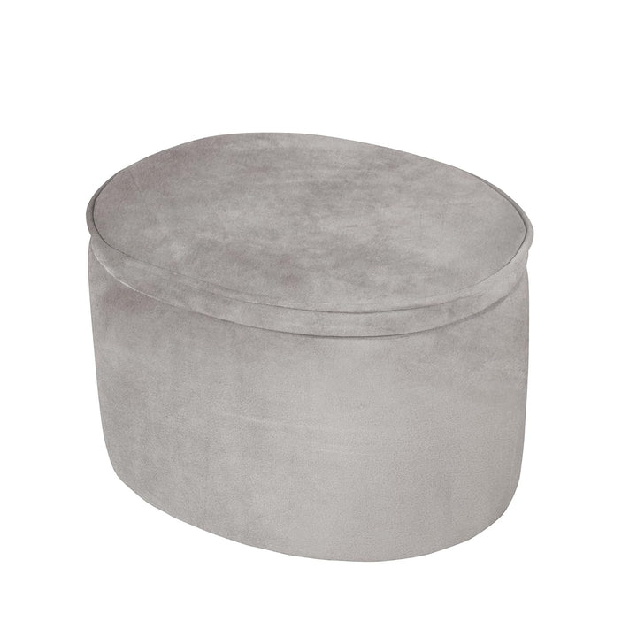 roba Kinderhocker Lil Sofa mit Stauraum - Ovaler Hocker in grauem Samtstoff - Polstermöbel Pouf für