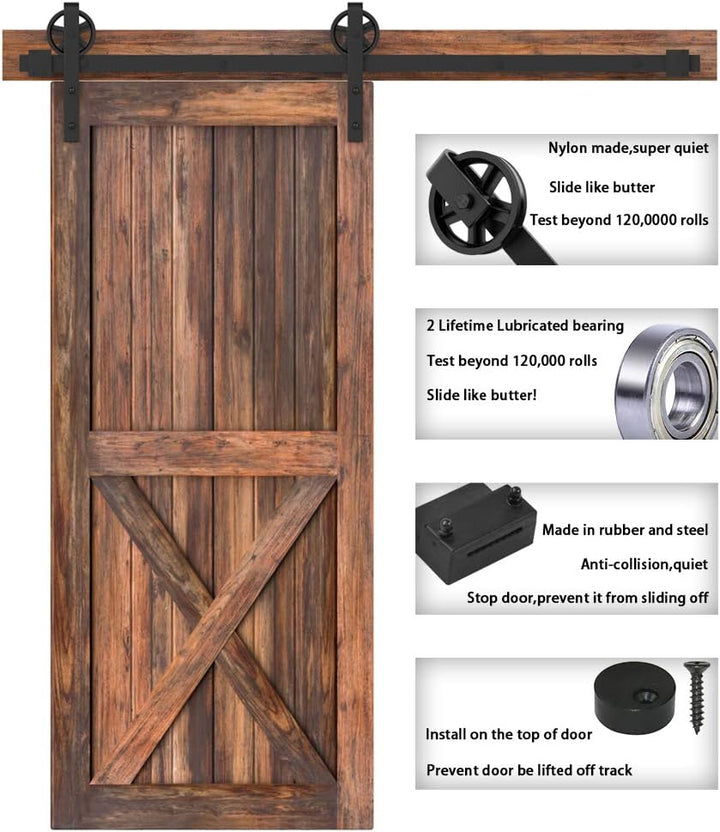 WINSOON 300cm Einzelschiebetür Industrie Schiebetür Schiene Schiebetürbeschlag Set Roller Kit Garage