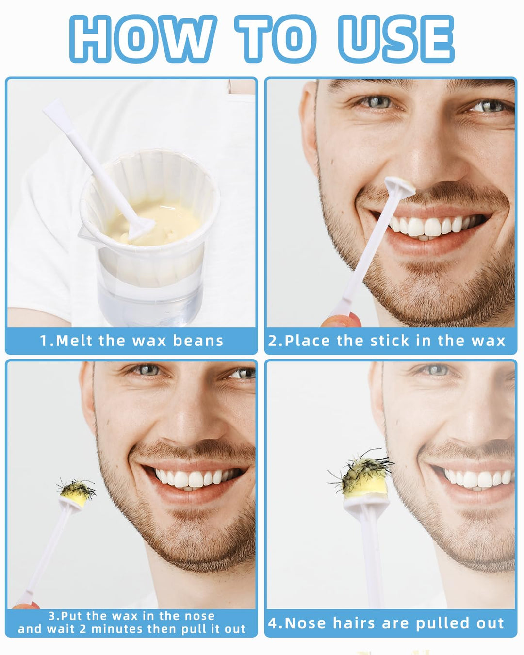 Nose Wax Kits Nasenwachs Set für Männer und Frauen,Nasenhaar Wachs Set,Nasenhaarentfernungswachs 100