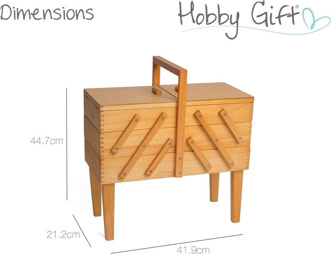 Hobby Gift GB8550 Wooden Workbox Holz Cantilever Sewing Hobby Craft Aufbewahrungsbox, 3 Ebenen mit B