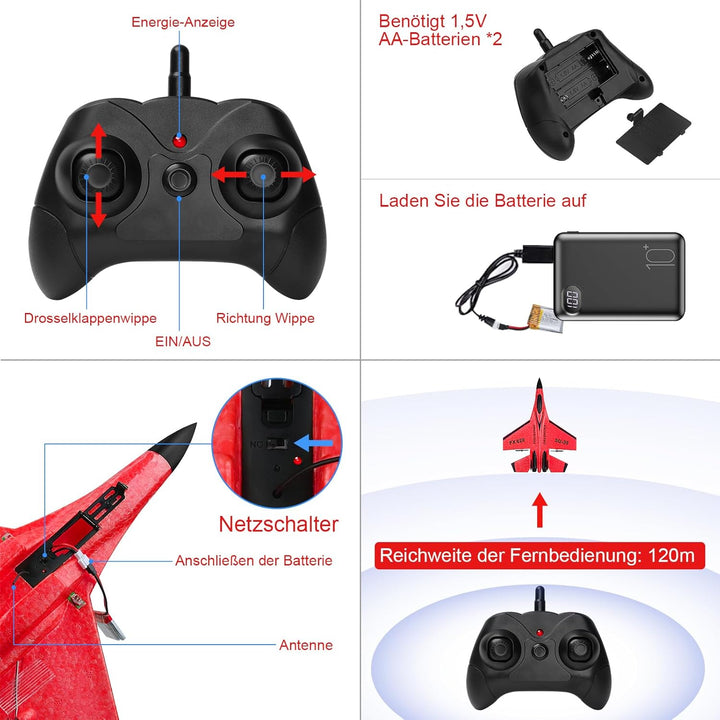 Henakmsl RC Flugzeug 2.4GHz SU35 Kämpfer RC Flugzeug 2CH Ferngesteuerter RTF für Anfänger, Kinder un