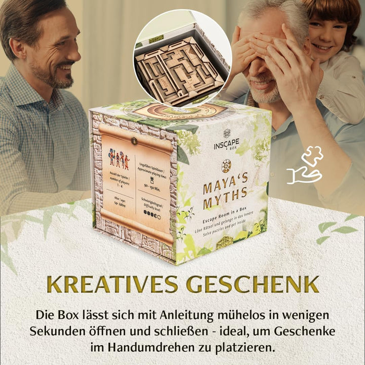 INSCAPE Maya´s Myths - Escape Room Spiel - XL Rätselbox Holz - Escape Box - 3D Puzzle Box - Knobelsp