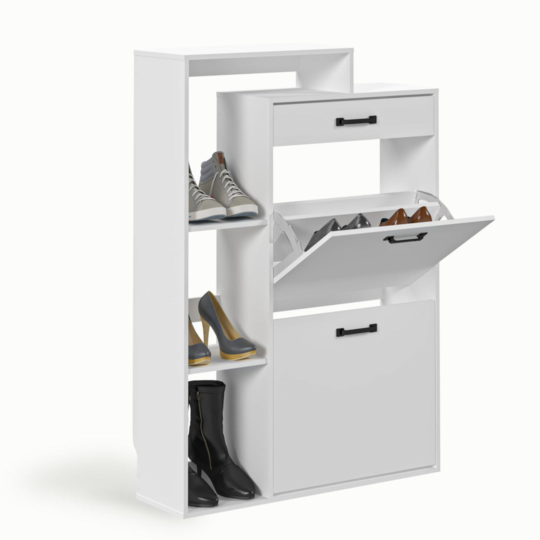 HULANAN Moderner Schuhschrank schmal weiss mit Schublade – platzsparend für Flur & Eingangsbereich,