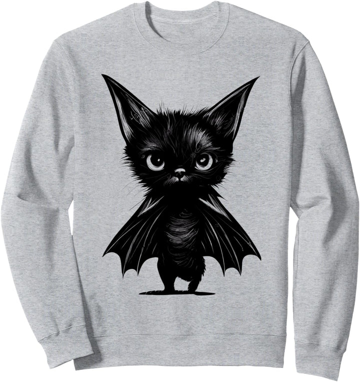 Halloween: Grumpy Black Kitten In Bat Kostüm Sweatshirt