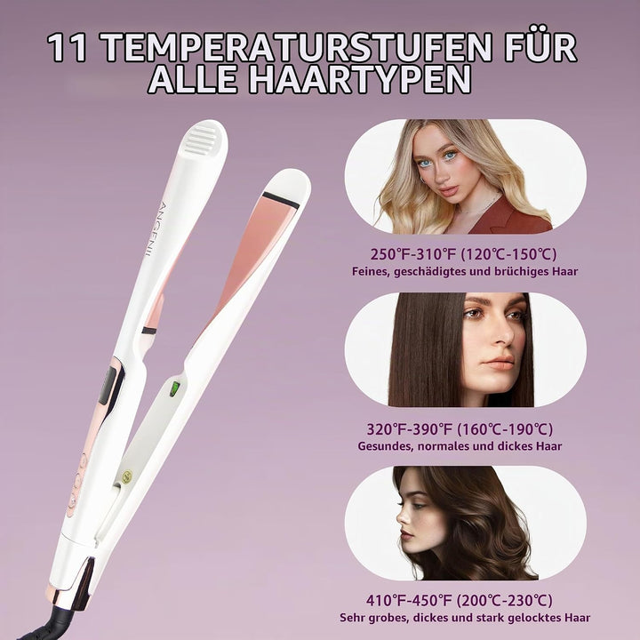 ANGENIL Pro Twist Haarglätter für Damen, Keramik-Glätteisen und Lockenstab 2-in-1, Haarglätter mit D