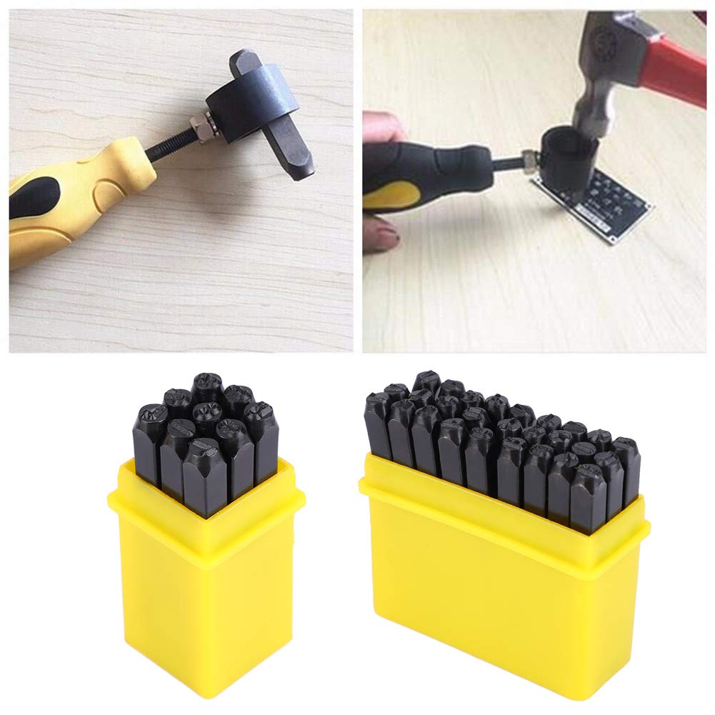 36 stücke kohlenstoffstahl punch set, 4mm anzahl brief alphabet punch metall stempel tool kit mit fa