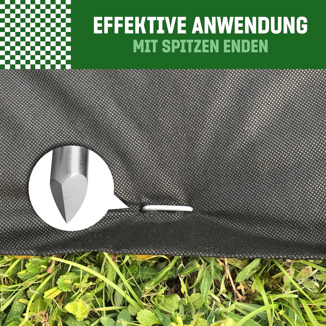 GardenGloss Anti-Rost Erdanker aus Stahl (100 Stück) - Stabile Bodenanker für Unkrautvlies, Gartenvl
