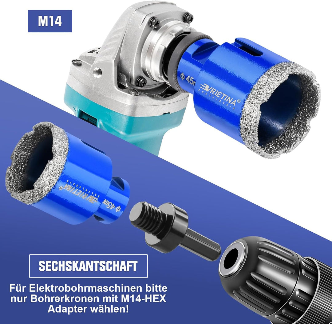 2X 6mm Diamant Fliesenbohrer Set M14 Diamantbohrer Glasbohrer Nass Trocken Fliesenbohrkrone für Wink