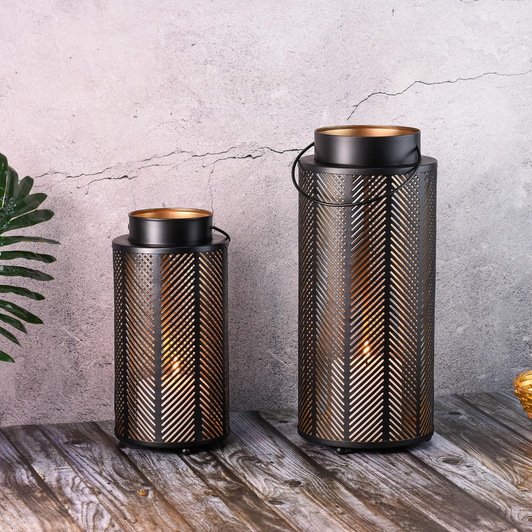 Marrakesch 2er Set Gartenwindlicht Windlicht 33 cm und 25 cm | Windlichter für Draussen Arvid gross