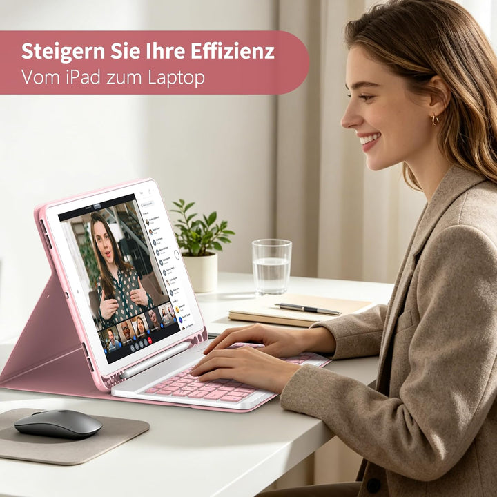 TQQ Tastatur Hülle für iPad 10.2 Zoll (9/8/7 Generation), für iPad Air 3rd und iPad Pro 10.5, Wieder