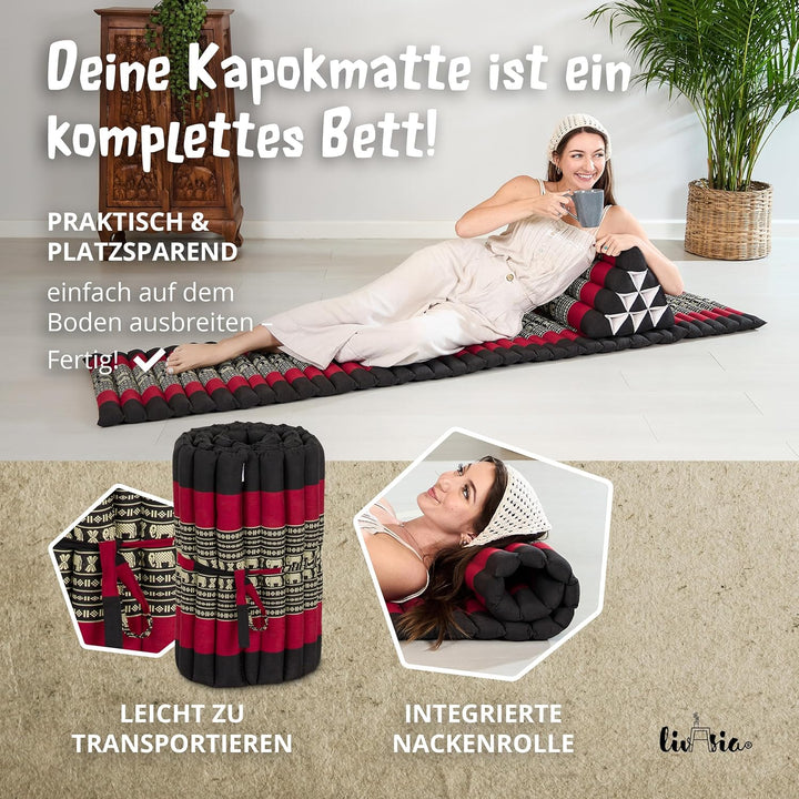 livasia Rollmatte Rollmatratze L-200x110x4,5cm, Gästebett Gästematratze 1 Person, Reisebett Kofferra