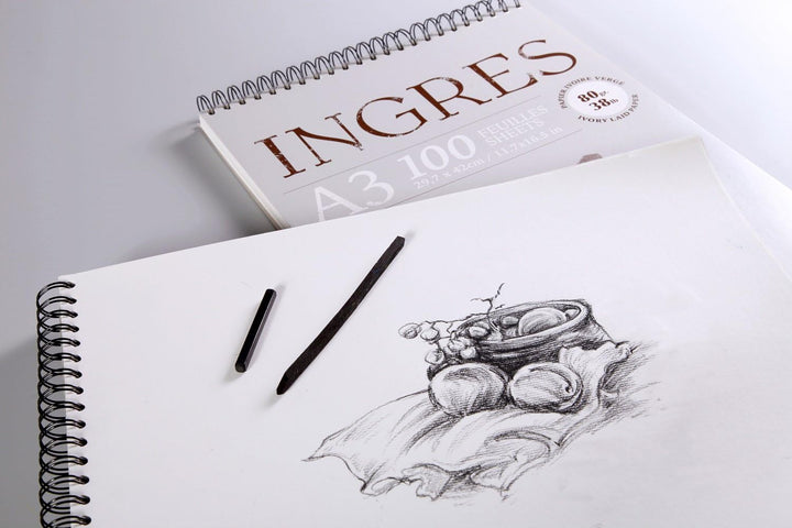 Clairefontaine 96478C Zeichenblock Ingres (mit Doppelspirale, gekörnt, DIN A3, 29,7 x 42 cm, 100 Bög