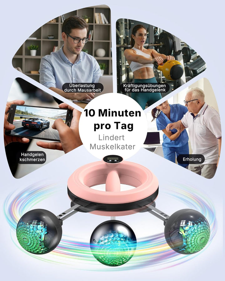 MERACH Unterarmtrainer mit Zähler & RGB-Lichtern, 360° Rotierender Armtrainer für Zuhause Büro, Geei