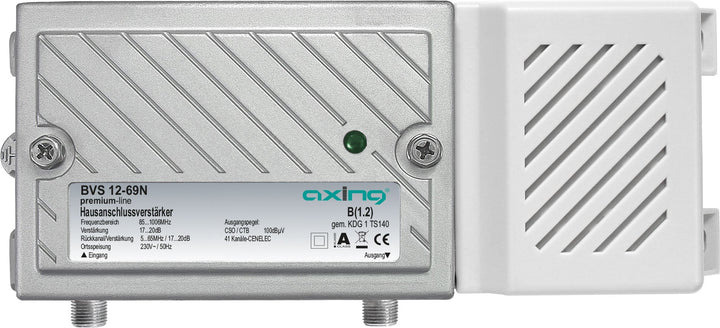 Axing BVS 12-69N Hausanschluss-Verstärker 20dB aktiver Rückkanal 5-65 MHz (1006 MHz, 100dBµV) silber