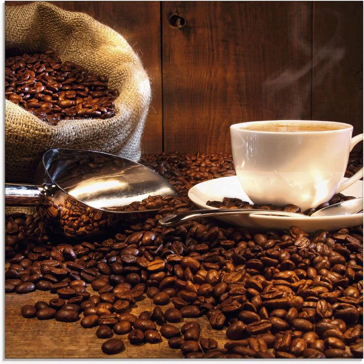 ARTland Glasbilder Wandbild Glas Bild einteilig 50x50 cm Quadratisch Kaffee Cafe Coffee Cappucino Ka