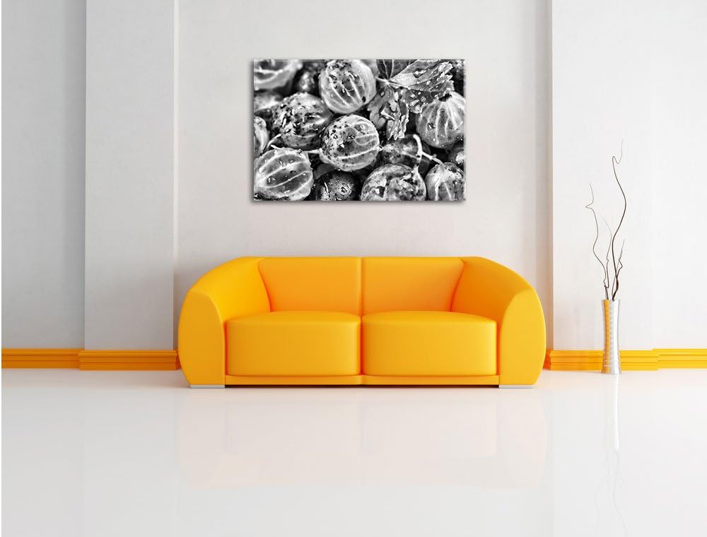 Pixxprint Monocrome, Leckere Stachelbeeren, Format: 100x70 auf Leinwand, riesige Bilder fertig gerah