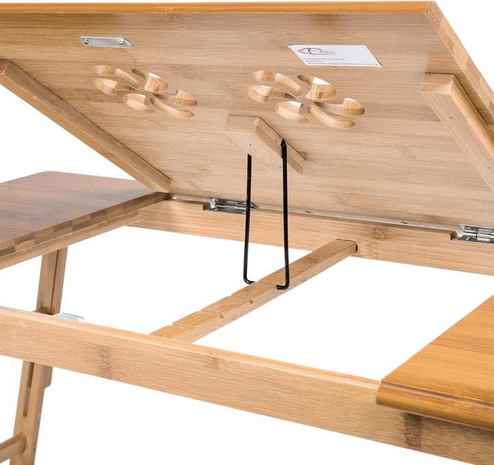 TecTake Laptoptisch Notebooktisch Betttisch faltbar klappbar höhenverstellbar aus Bambus - Diverse M