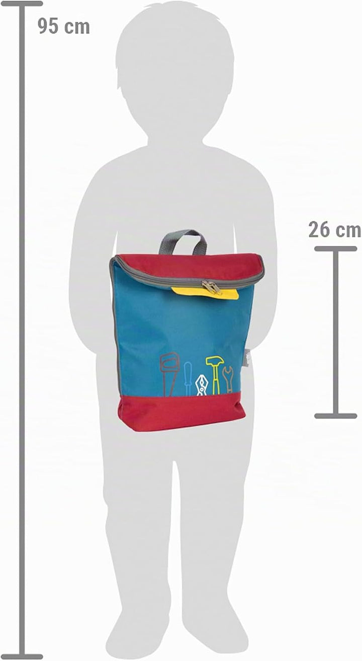 small foot Werkzeugrucksack Konstruktion „Workshop“, Kinder-Rucksack mit 8 Werkzeugen aus Holz, ab 3