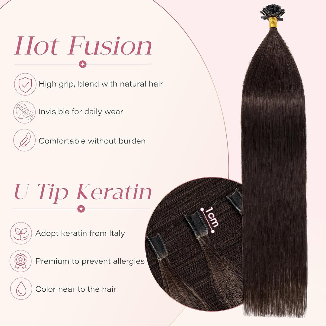 Elailite U-Tip Echthaar Bonding Extensions Haarverlängerung Keratin Haarverlängerung Haar Glatt 14&