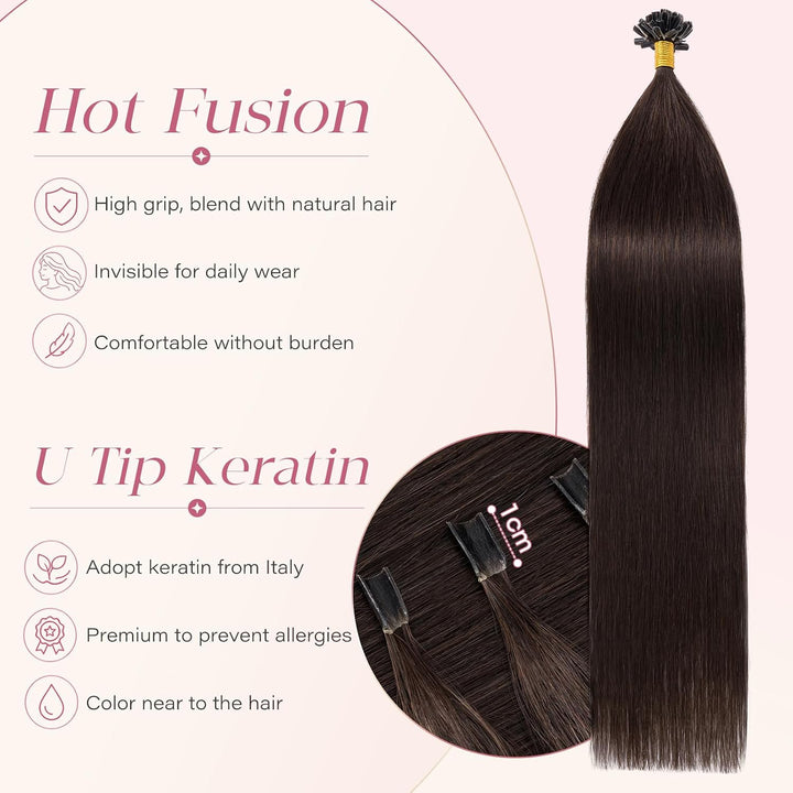Elailite U-Tip Echthaar Bonding Extensions Haarverlängerung Keratin Haarverlängerung Haar Glatt 14&