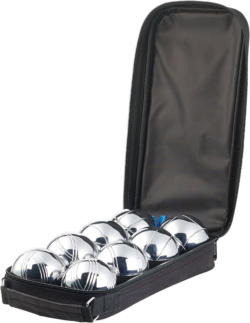 PEARL Bocciaspiele: Boule- & Boccia-Spiel: 32 Metall- und 4 Holz-Kugeln, Abstandsmesser (Bocciakugel