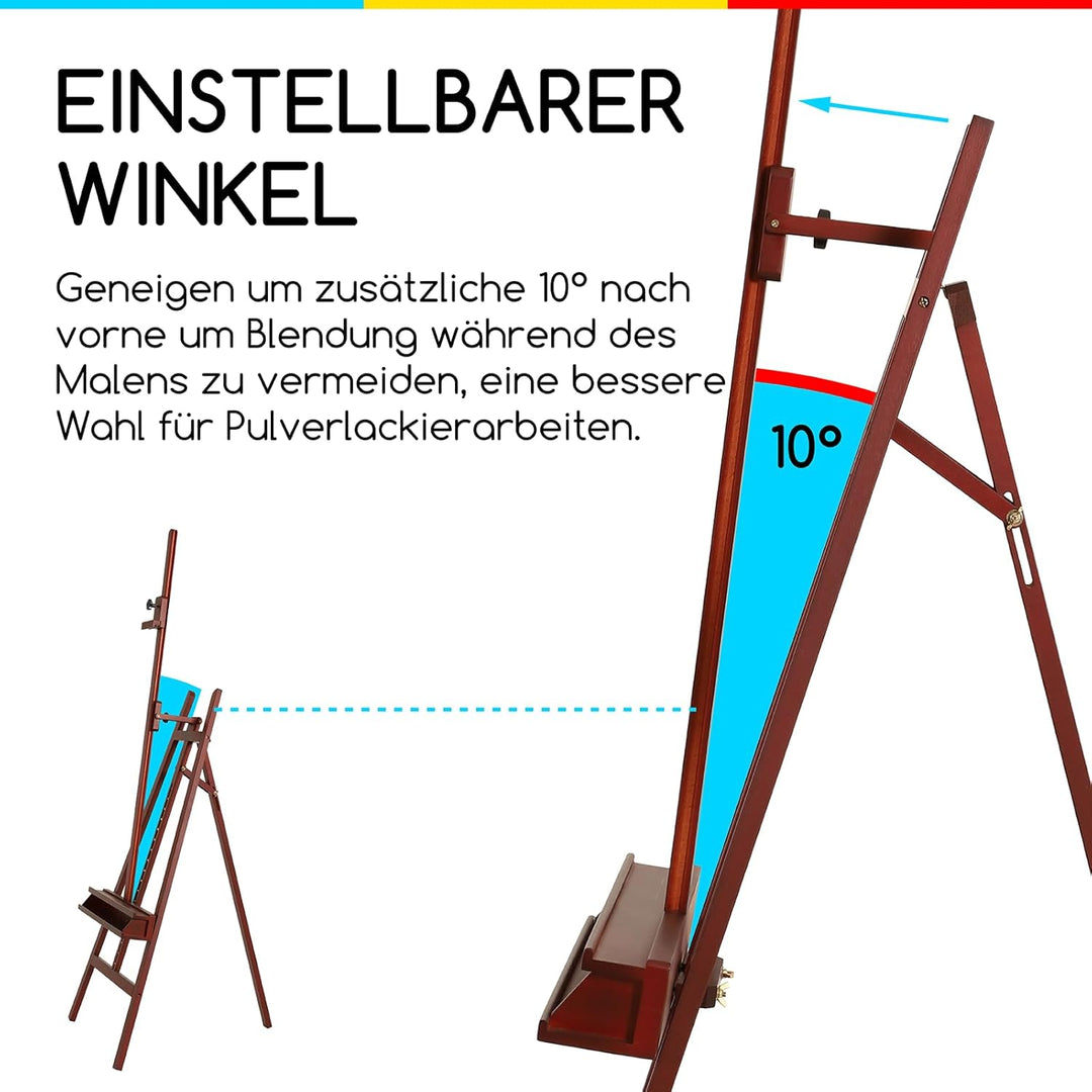 MEEDEN Staffelei Holz Gross 66x226 cm, Verstellbarer Leinwand Ständer aus Deutsche Buchenholz, Klapp