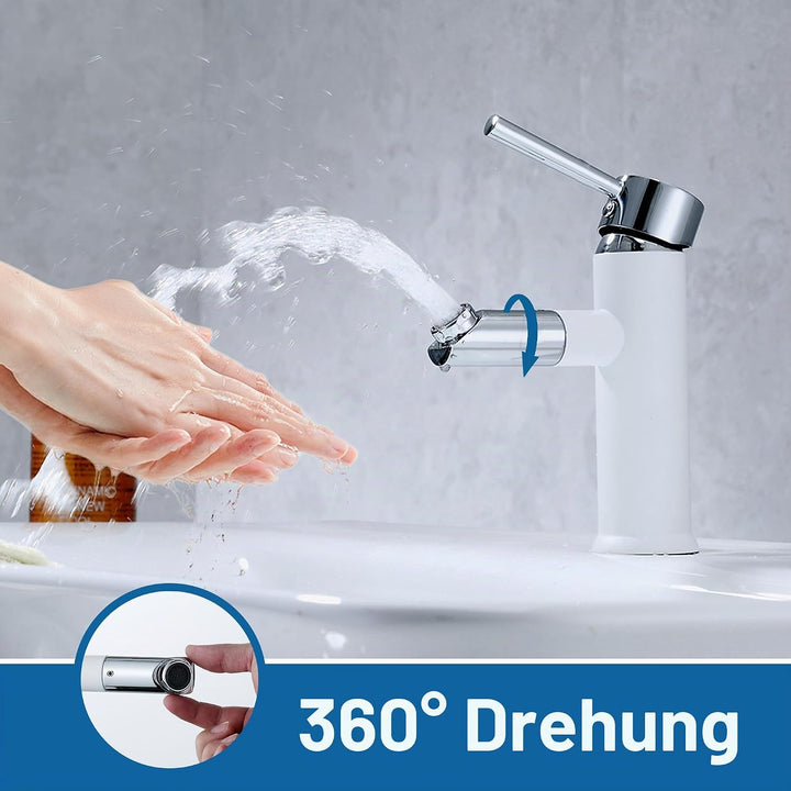 Florenta Wasserhahn Bad Messing Einhebel-Waschtischarmatur mit 50cm Anschluss, Chrom Einhandmischer